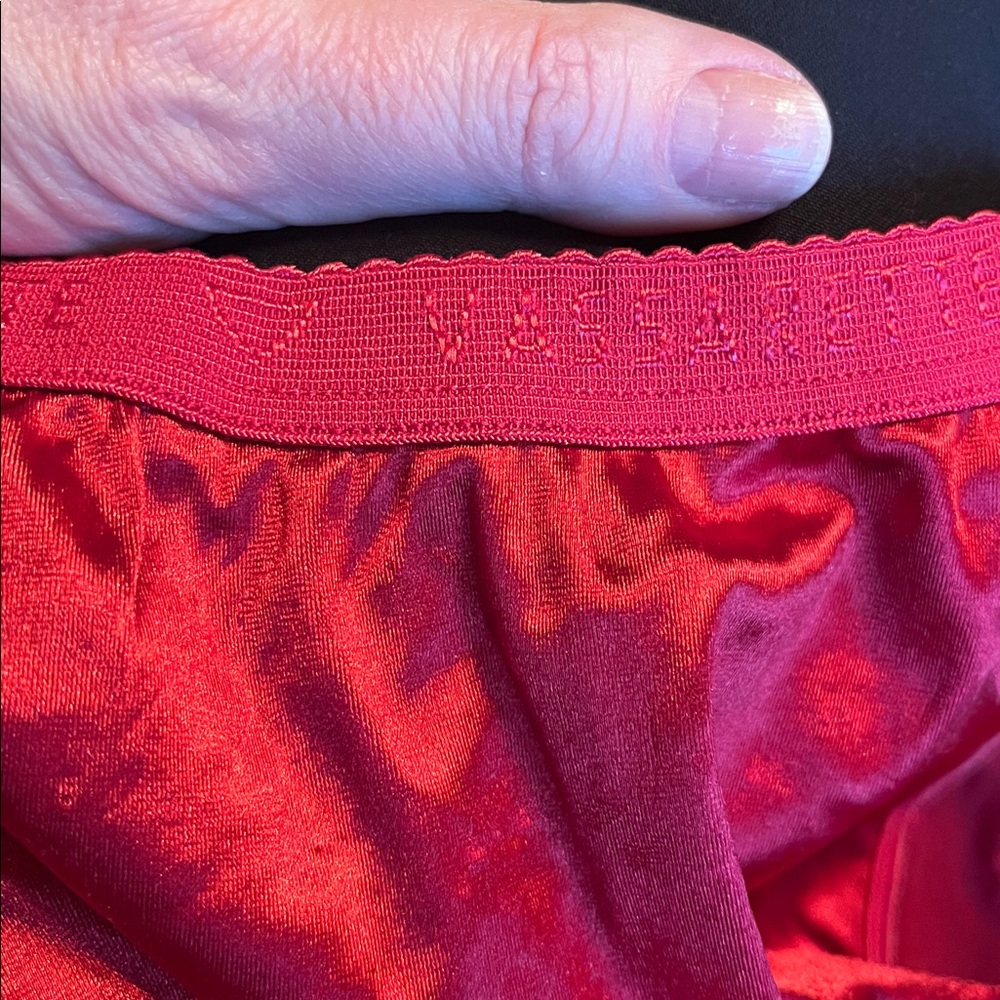 Vintage 90s Red Shiny Satin Vassarette Logo waistband Briefs Panties XL no tags - Picture 5 of 12